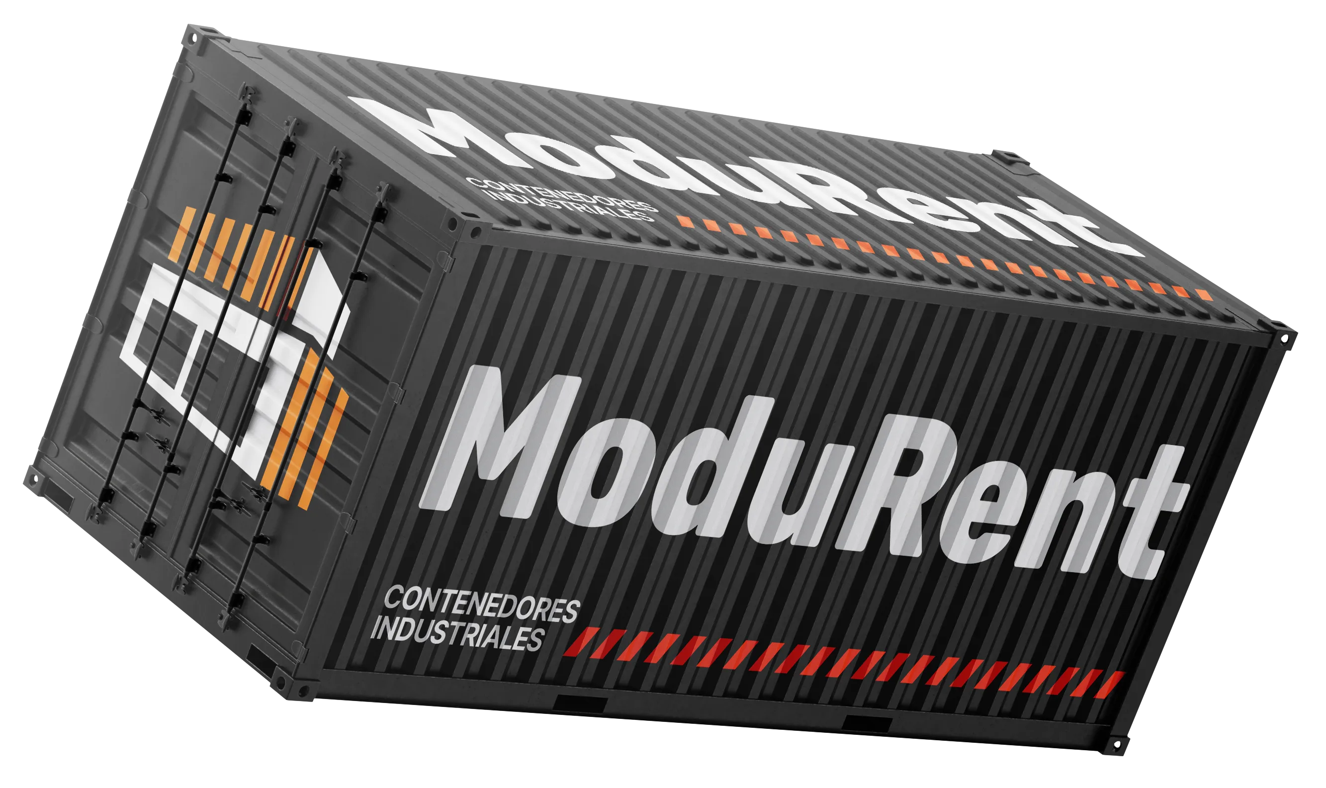 contenedor negro con logo modurent